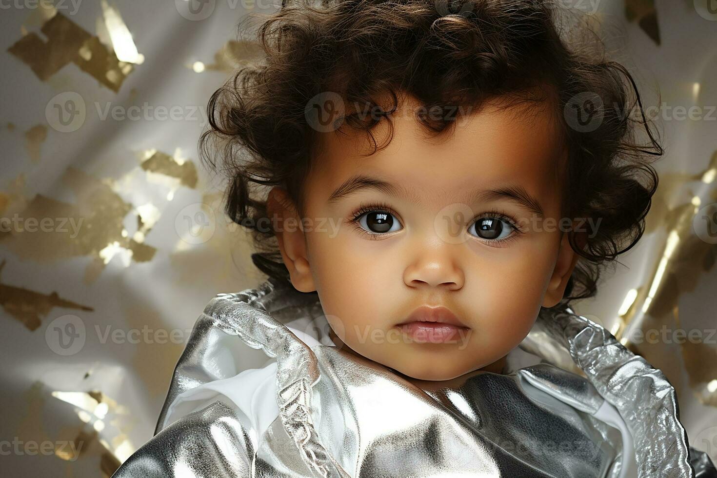 ai généré studio portrait de mignonne peu bébé enfant de différent nationalités sur différent couleurs Contexte photo