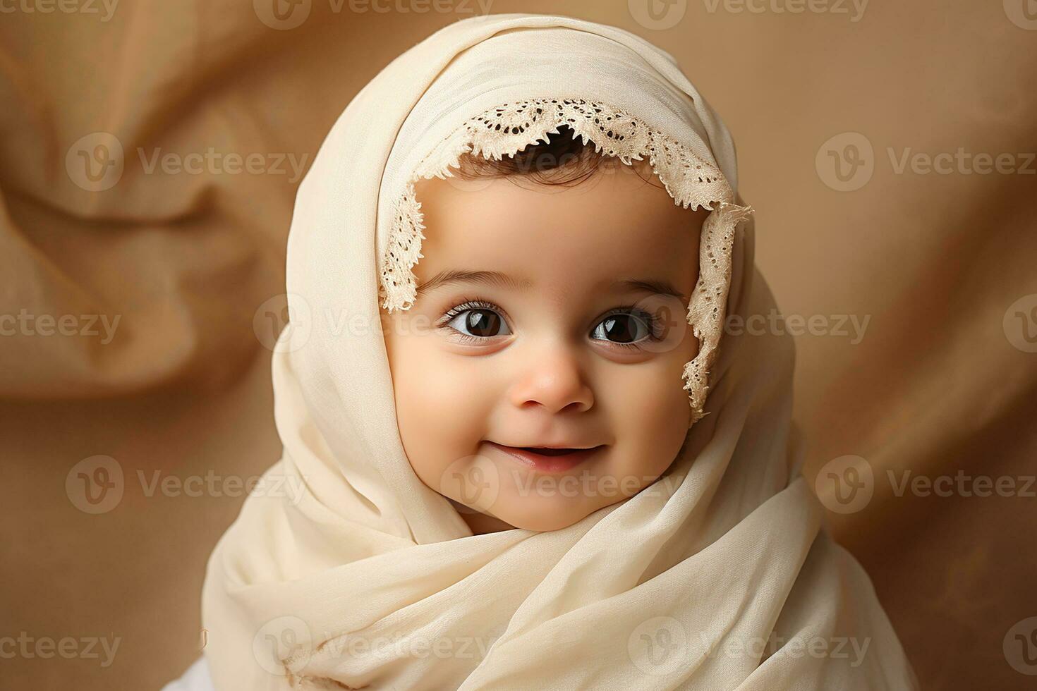 ai généré studio portrait de mignonne peu bébé enfant de différent nationalités sur différent couleurs Contexte photo