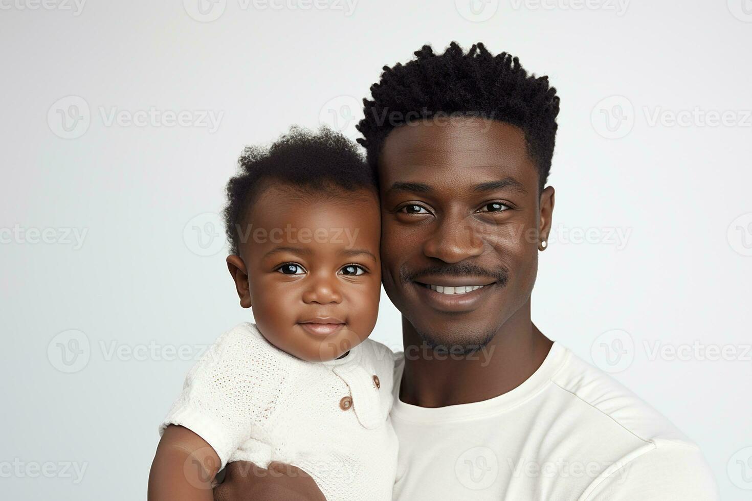 ai généré studio portrait de Beau homme en portant bébé bébé dans le sien mains sur différent Couleur Contexte photo