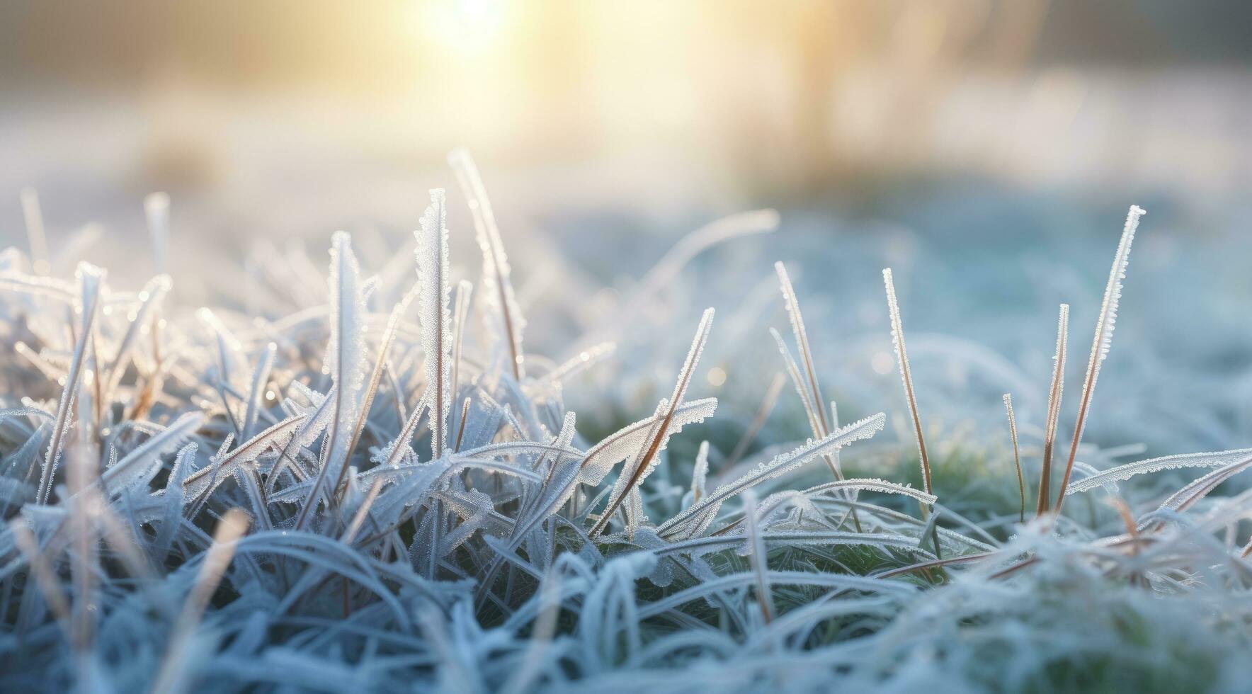 congelé vert herbe, herbe couvert avec gel dans l'hiver. génératif ai photo