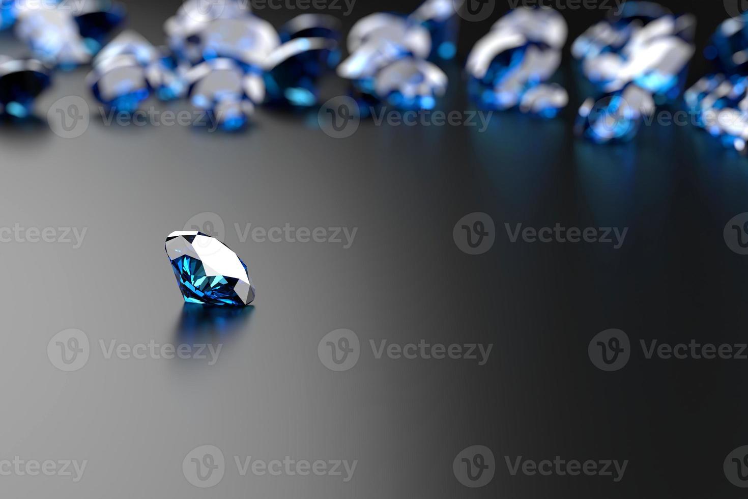 saphir diamant bleu placé sur fond brillant rendu 3d photo