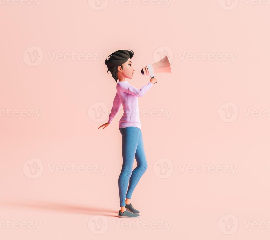 personnage féminin parlant à travers un mégaphone photo