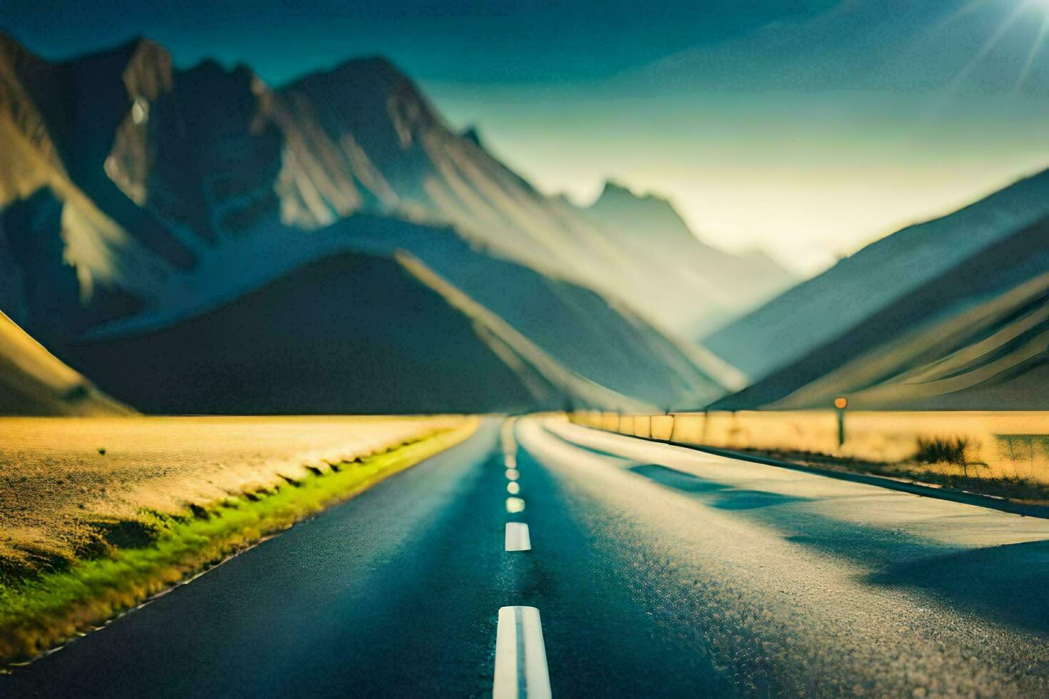 une route dans le milieu de une Montagne gamme. généré par ai photo