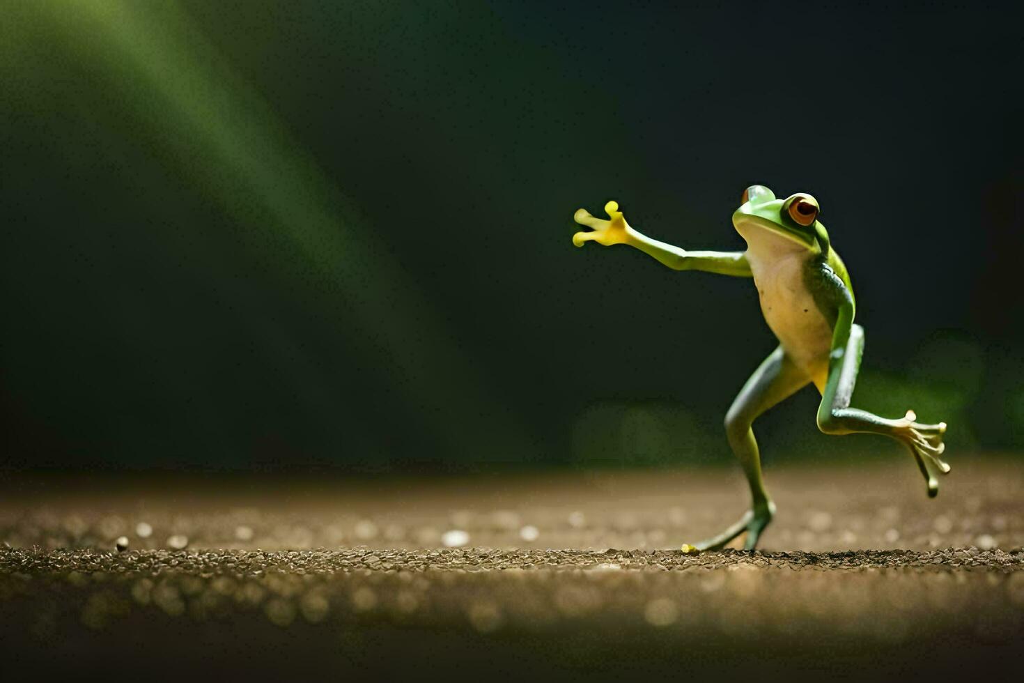 une grenouille sauter dans le air. généré par ai photo