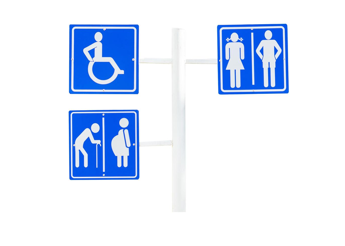 panneaux pour toilettes et panneau public sur fond blanc isolé. photo