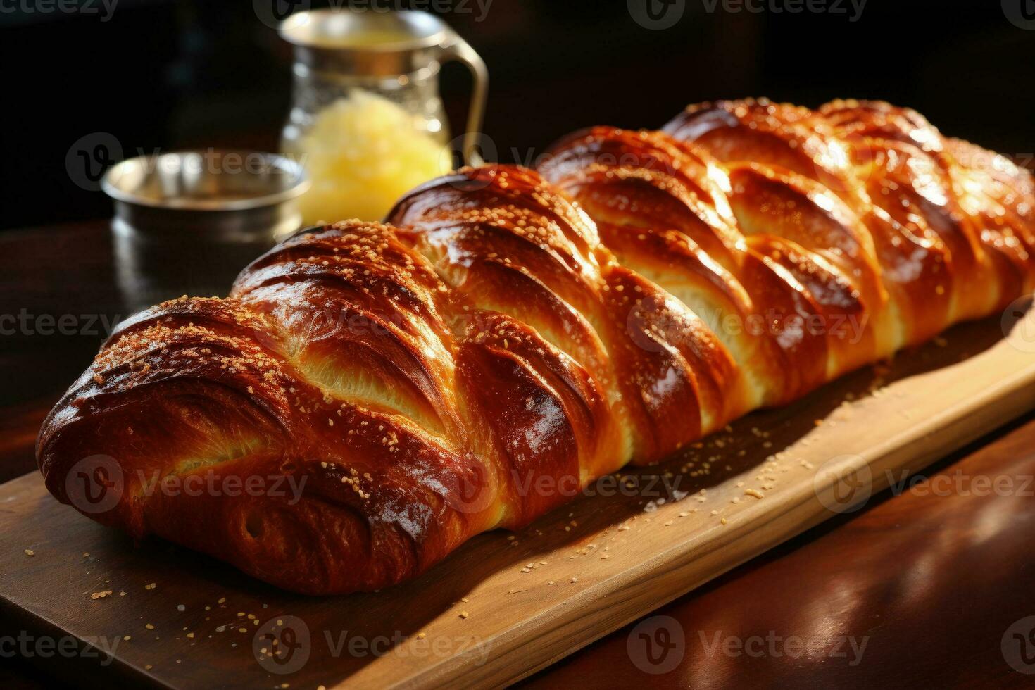 sucré tressé pain avec une croustillant d'or croûte photo