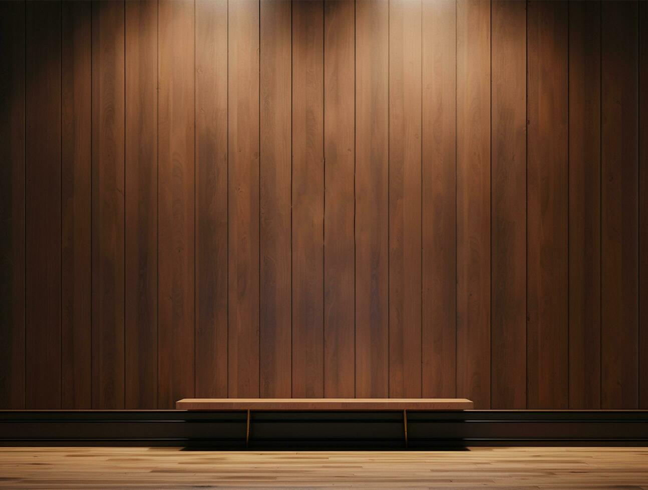 vide moderne intérieur en bois mur Contexte de face vue ai généré photo
