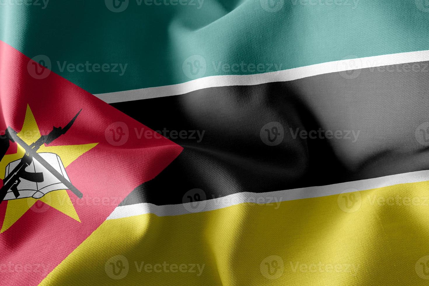 Drapeau d'illustration de rendu 3D du Mozambique. photo