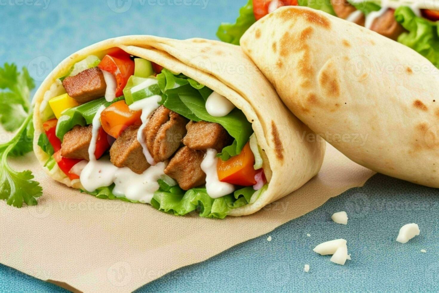 kebab shawarma rouleau envelopper. ai génératif pro photo