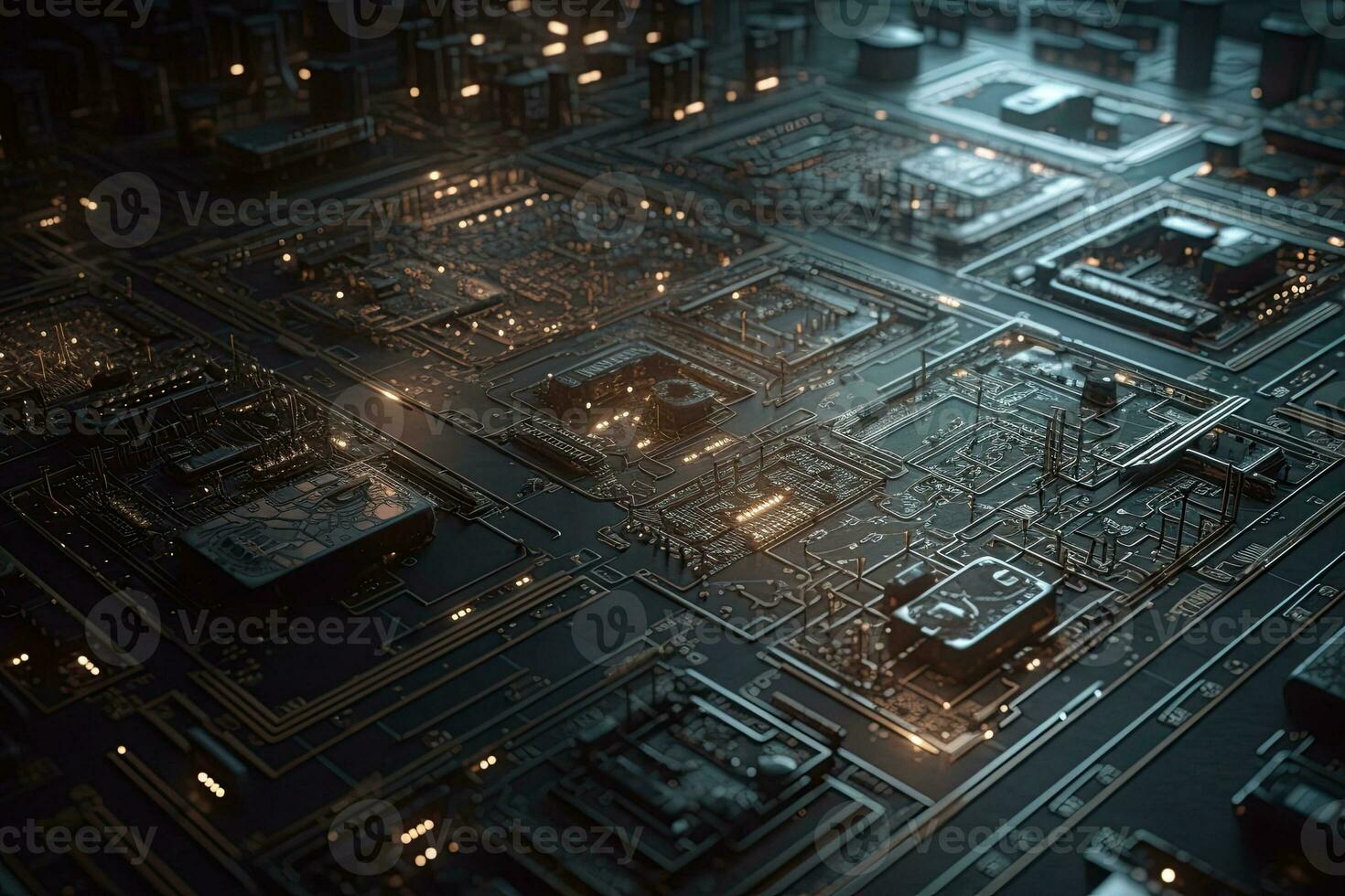 génératif ai, proche en haut macro coup de circuit cyberespace planche avec ordinateur carte mère composant puce électronique avec puce structure photo