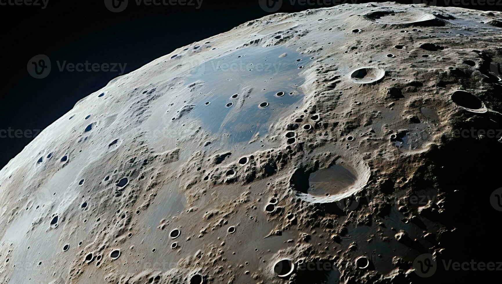 proche en haut de lunaire cratères. ai généré. photo