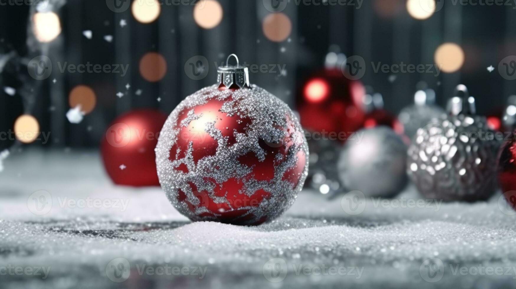 hiver saisonnier joyeux Noël et content Nouveau année Contexte fond d'écran, modèle, bannière, affiche, vacances conception, magnifique Noël Balle sphère Noël arbre ornement. ai généré. photo