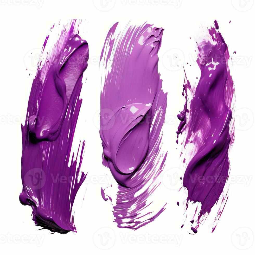 ai généré élégant violet mascara brosse ensemble. collection de grunge peindre texture photo