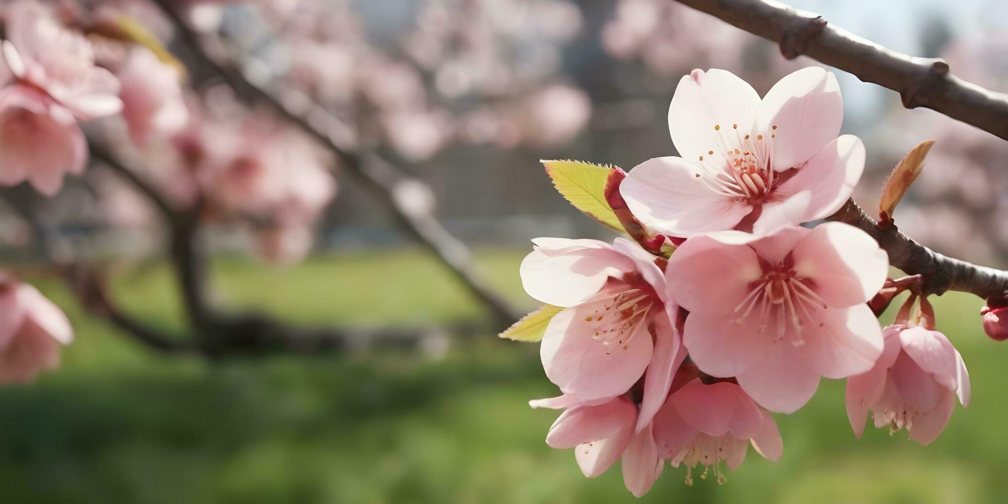 une réaliste une proche en haut de une Cerise fleur arbre ai généré photo