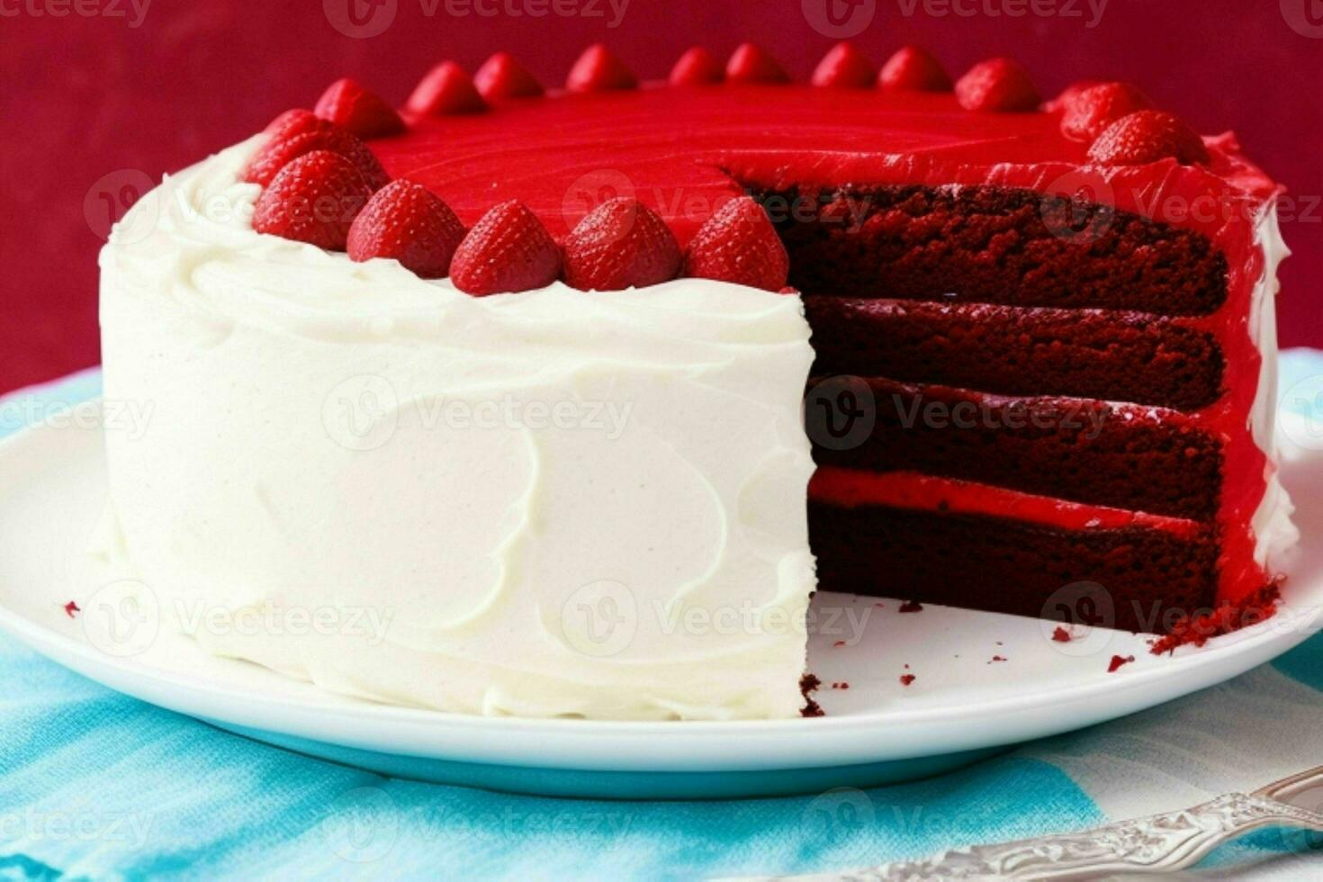 ai généré rouge velours gâteau. ai génératif pro photo