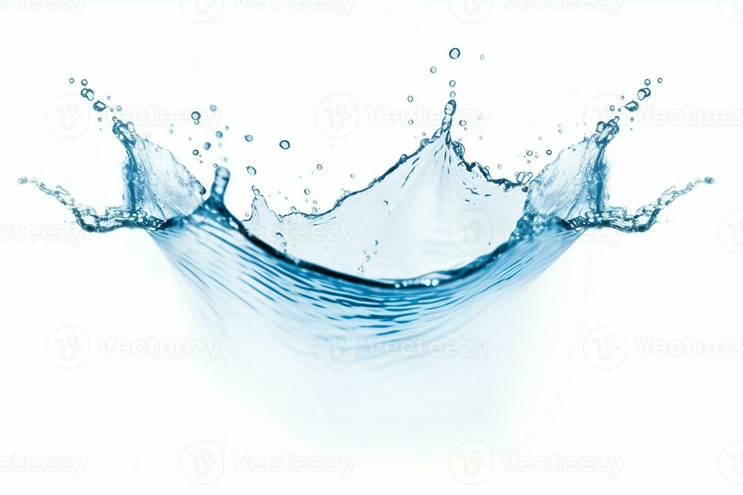 bleu l'eau éclaboussure isolé sur blanc arrière-plan, bleu l'eau éclaboussure vague, l'eau gouttes et couronne de éclaboussure de l'eau photo