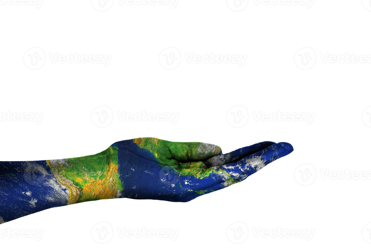 le bleu Terre texture sur une femme main photo