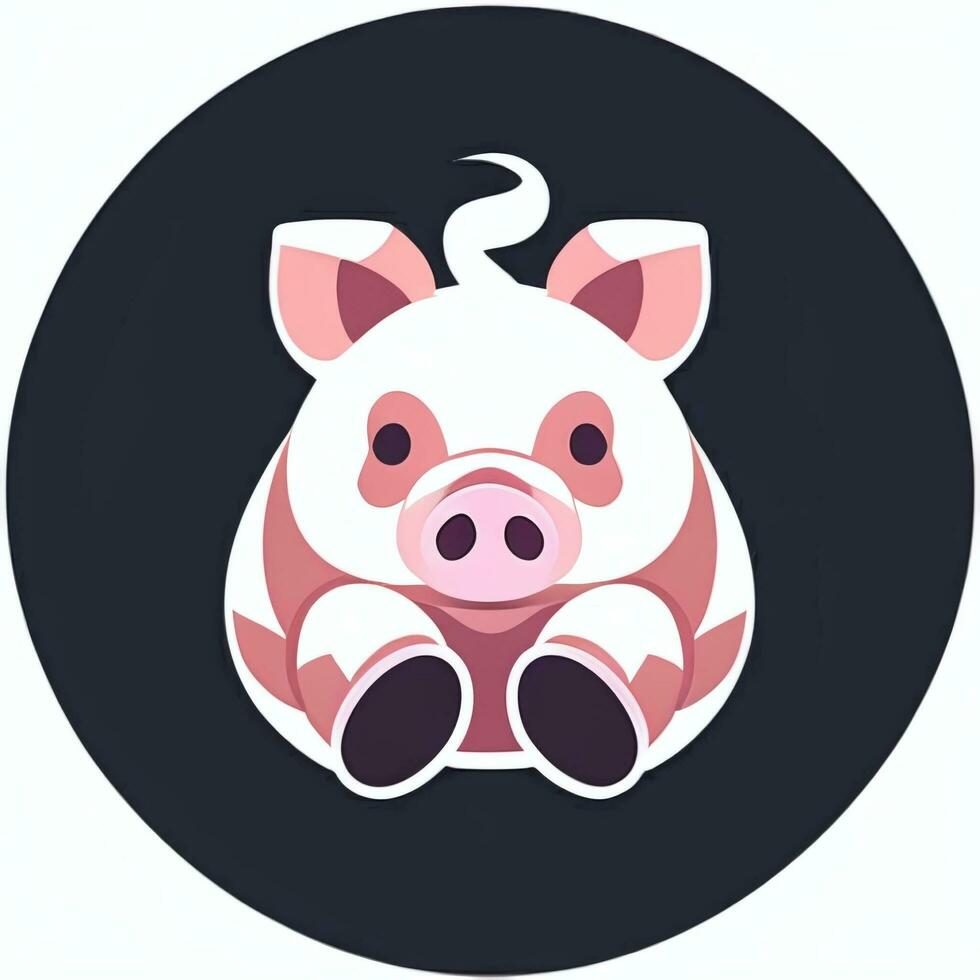 ai généré porc icône avatar joueur agrafe art autocollant décoration Facile Contexte photo