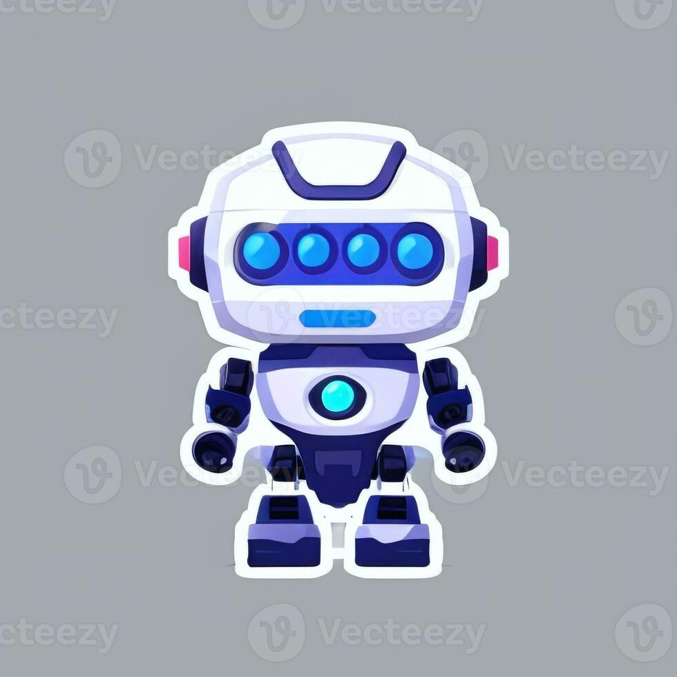 ai généré mignonne jouet robot avatar joueur agrafe art autocollant décoration Facile Contexte photo