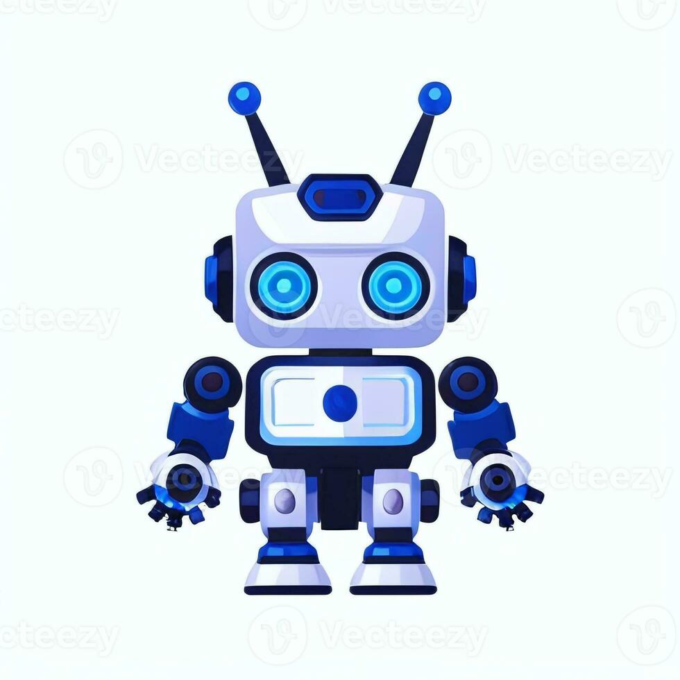 ai généré mignonne jouet robot avatar joueur agrafe art autocollant décoration Facile Contexte photo