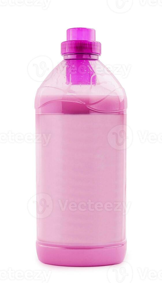 Plastique nettoyer bouteille plein avec rose détergent photo