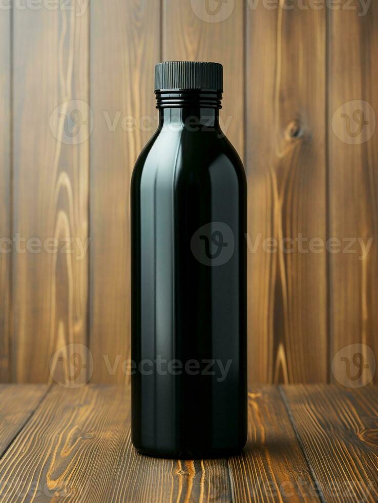 verre bouteille noir maquette boisson Voyage promotion marque entreprise ai généré photo