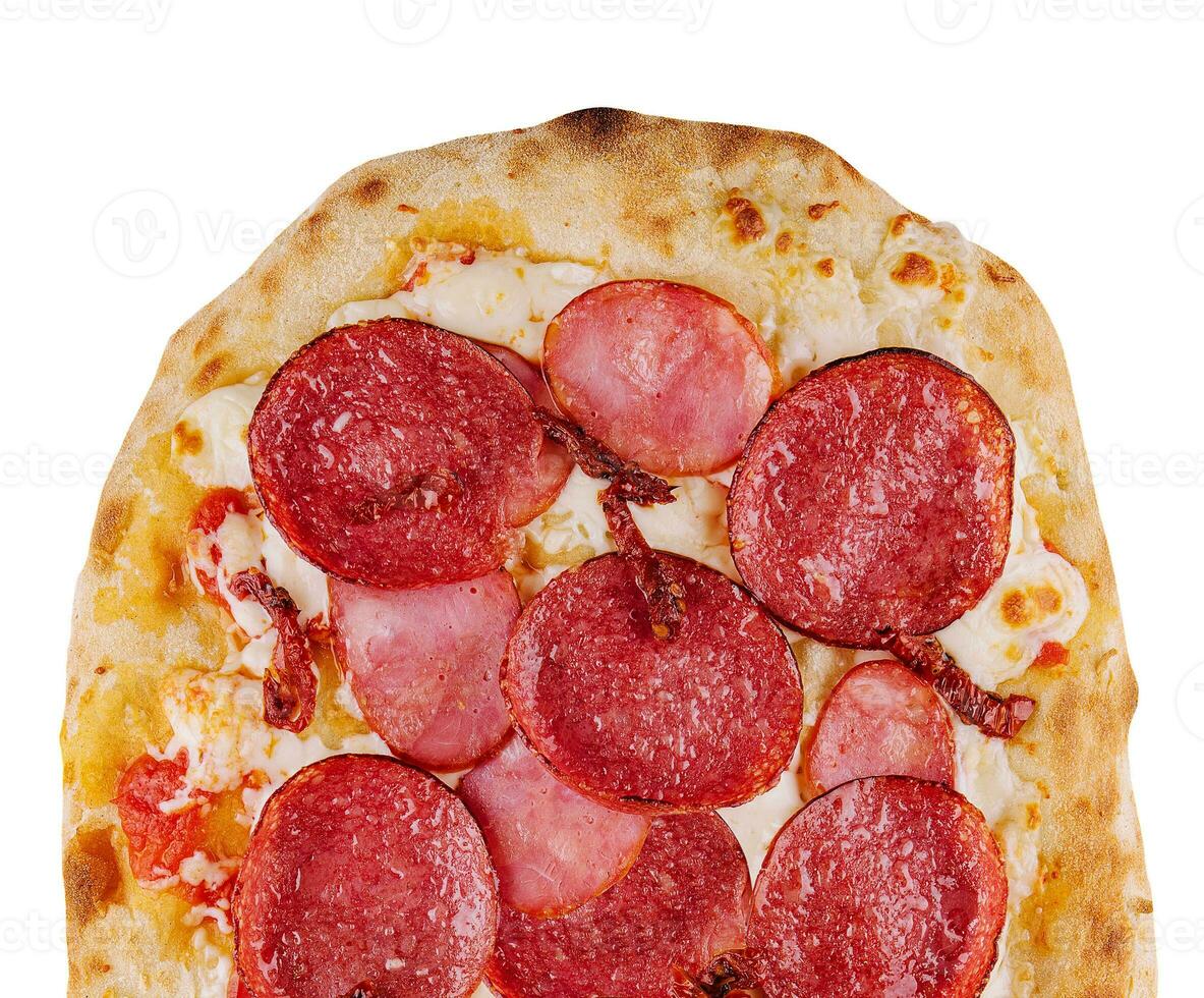 pepperoni pizza, isolé sur blanc Contexte photo