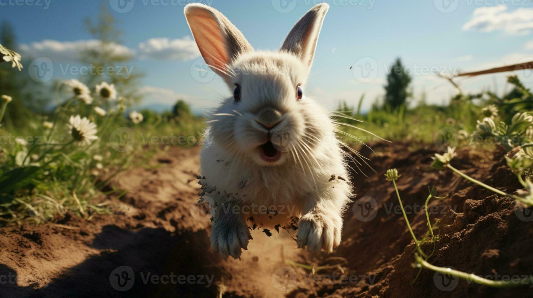 lapin blanc lapin animal photo réaliste ai généré