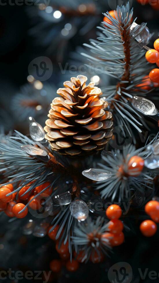 ai généré pin fruit arbre de hiver thème photo