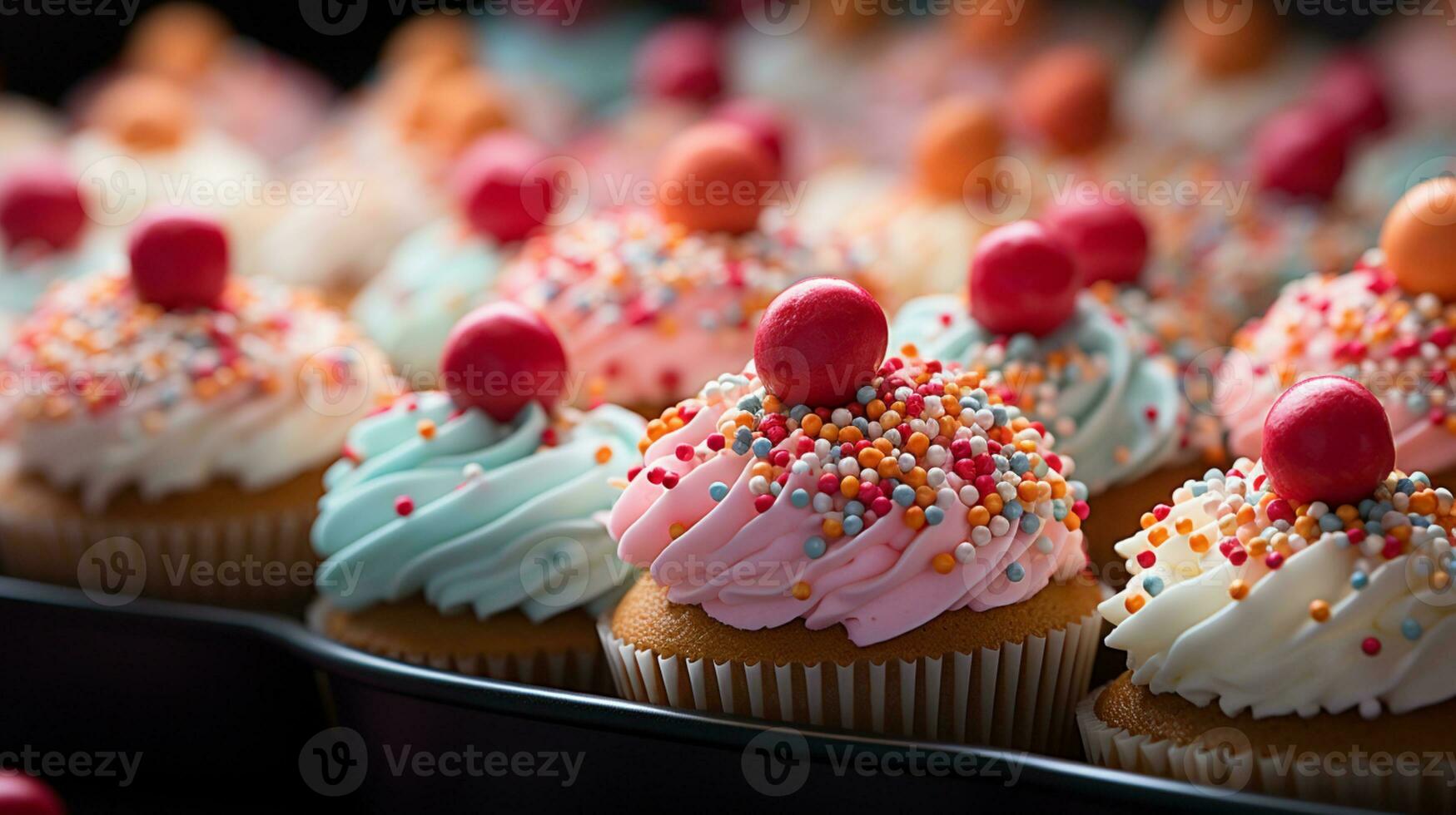 ai généré petit gâteau sucré gâteau dessert crème beurre pain boulangerie photo