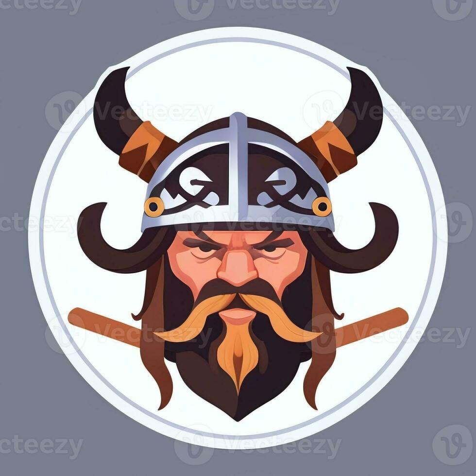 ai généré viking joueur logo avatar agrafe art icône autocollant décoration Facile Contexte photo