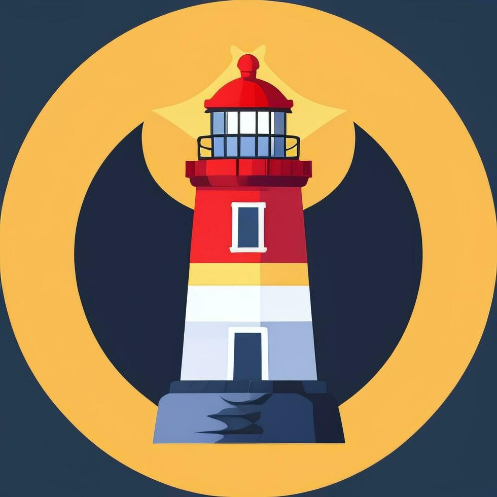 ai généré phare logo avatar agrafe art icône autocollant décoration Facile Contexte photo