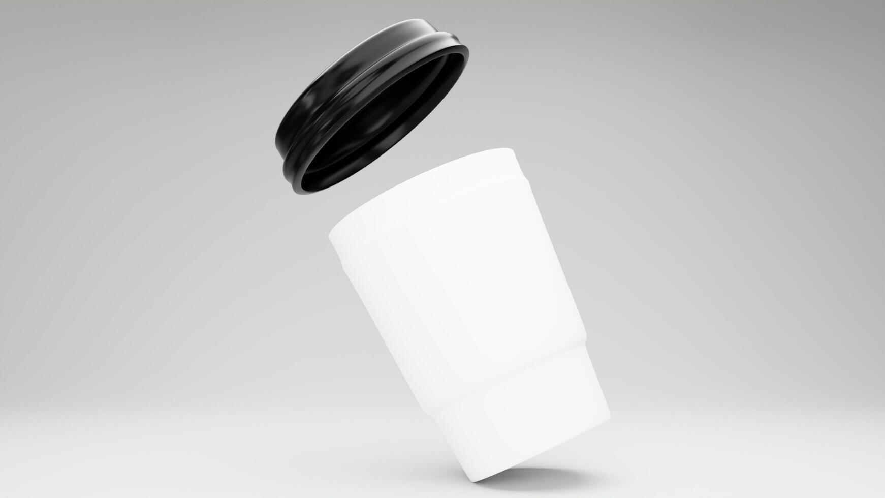 tasse Plastique sur blanc Contexte. photo