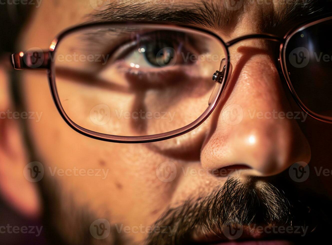 ai généré une Jeune homme regards par lunettes. ai généré. photo