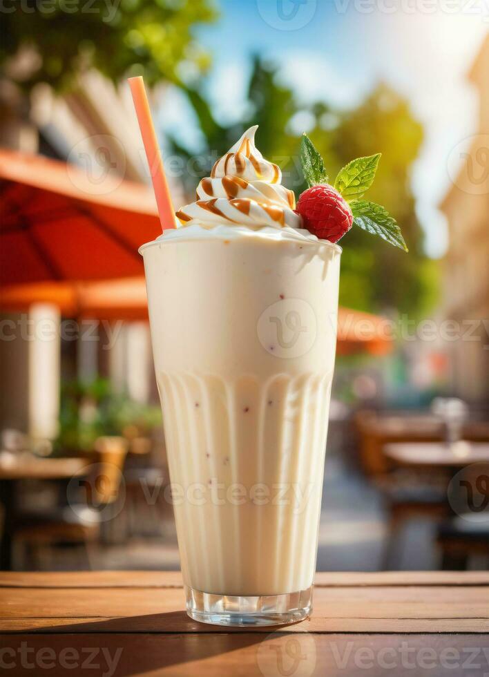 photo de le Milk-shake dans le rue café ai généré