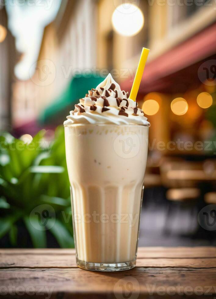 photo de le Milk-shake dans le rue café ai généré