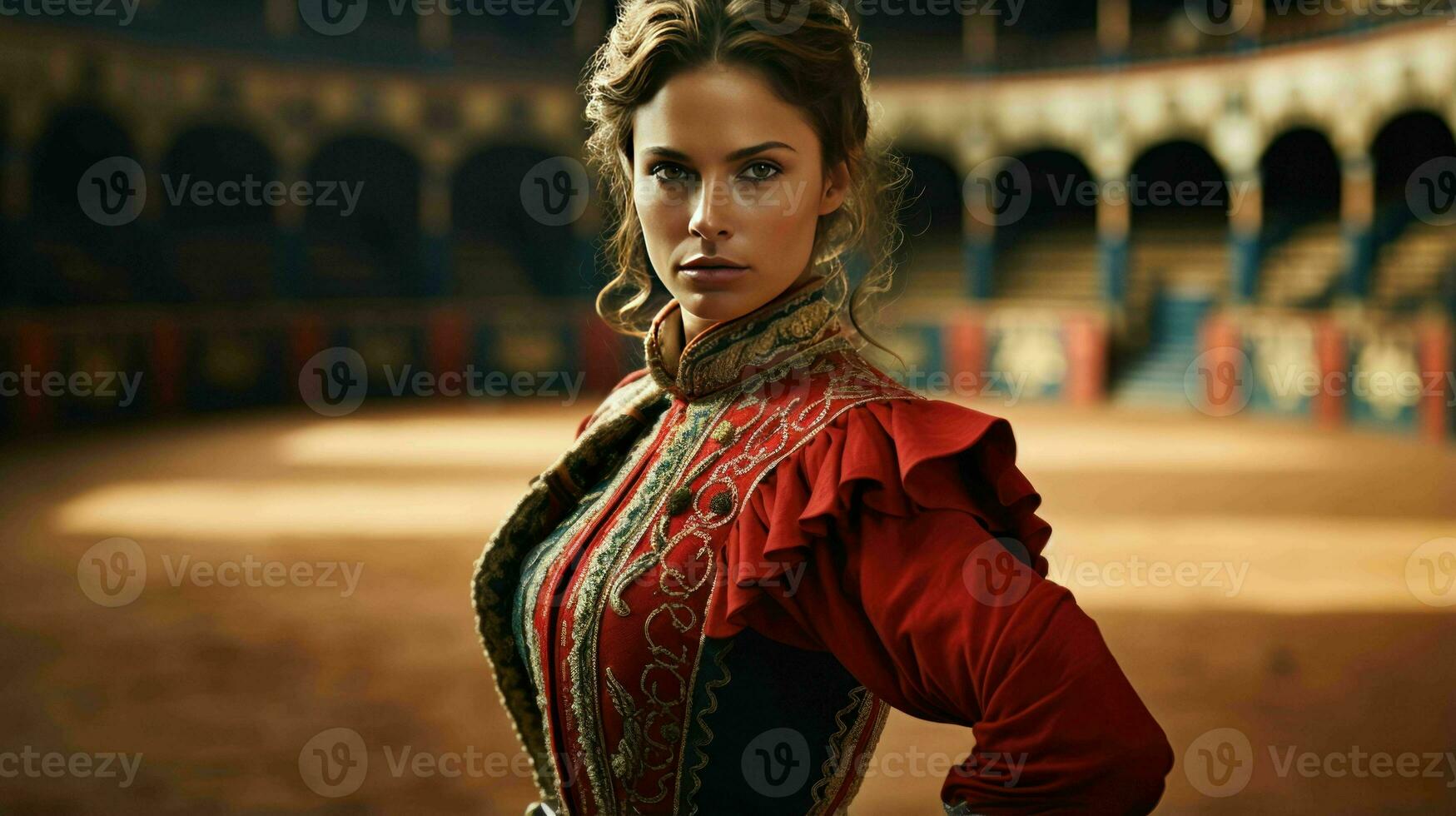 ai généré une magnifique Espagnol femme matador dans traditionnel tenue photo