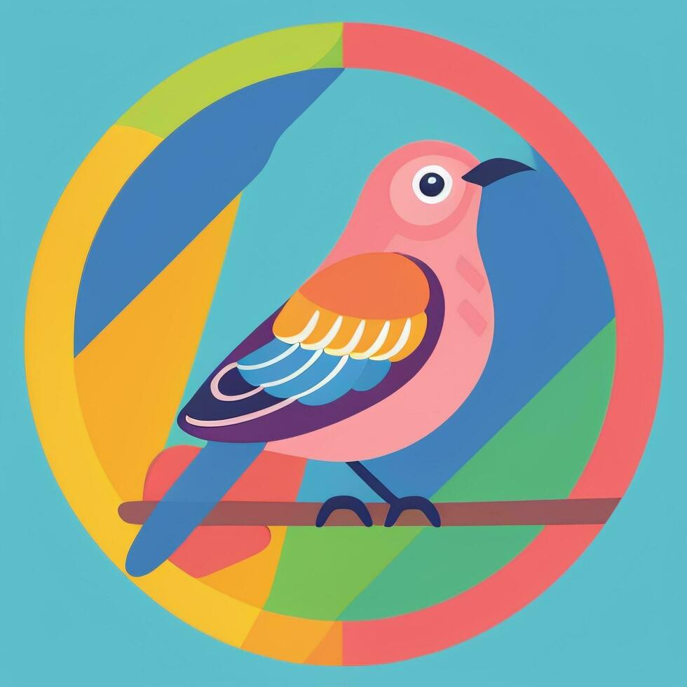 ai généré coloré oiseau logo avatar agrafe art icône autocollant décoration Facile Contexte photo