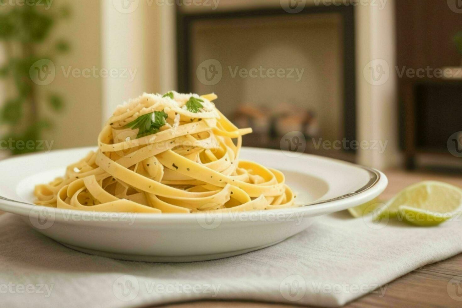 ai généré Pâtes Fettuccine. pro photo