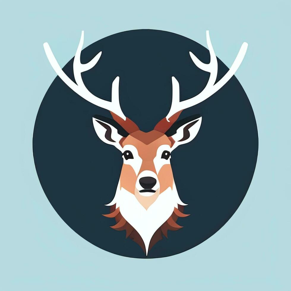 ai généré cerf ramure cerf animal logo icône autocollant décoration agrafe art Facile Contexte photo
