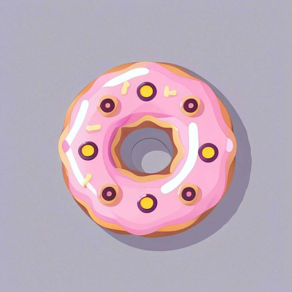 ai généré Donut logo avatar agrafe art icône autocollant décoration Facile Contexte photo