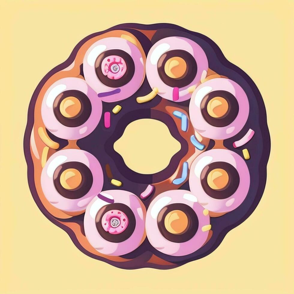 ai généré Donut logo avatar agrafe art icône autocollant décoration Facile Contexte photo