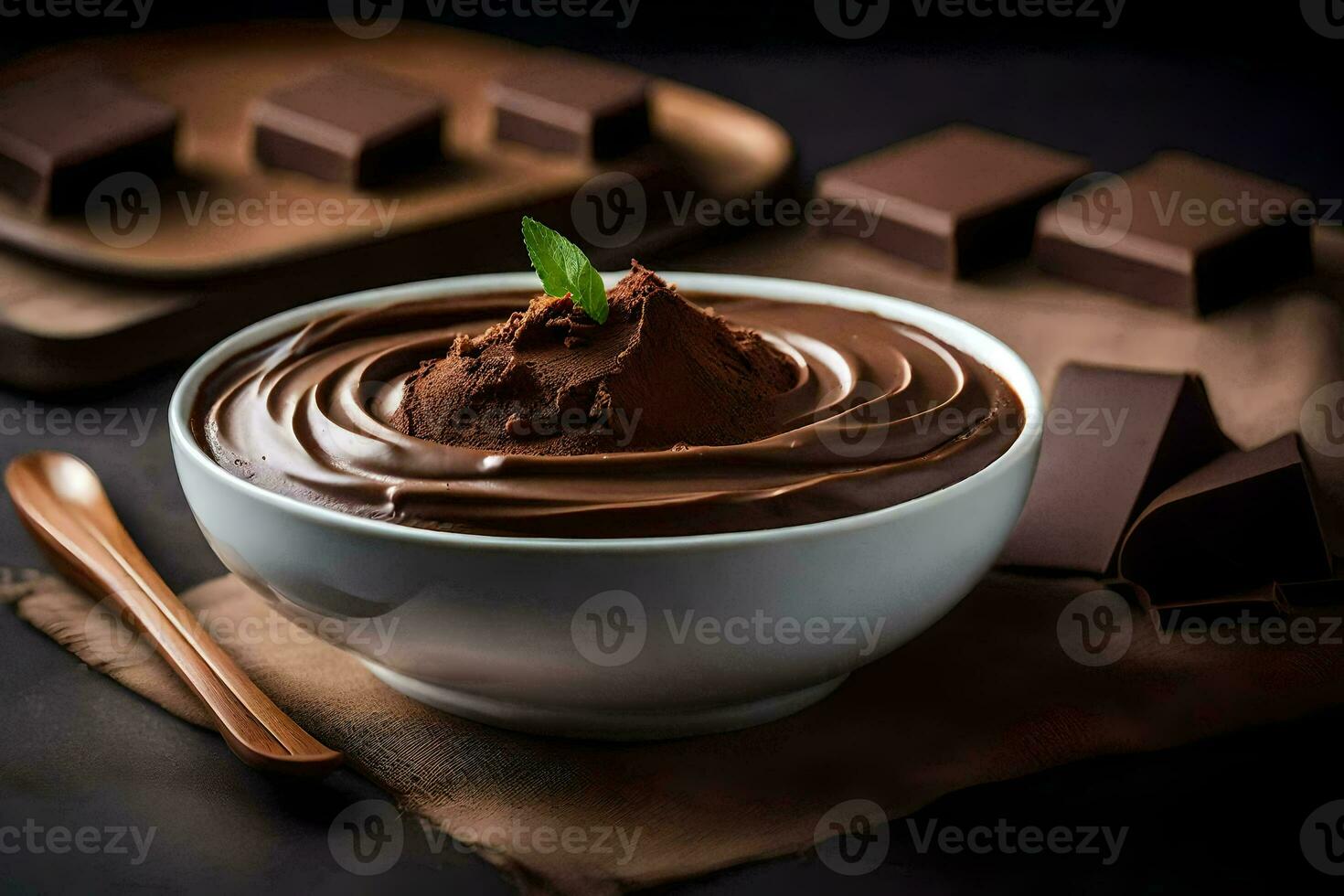 Chocolat pudding dans une bol. généré par ai photo