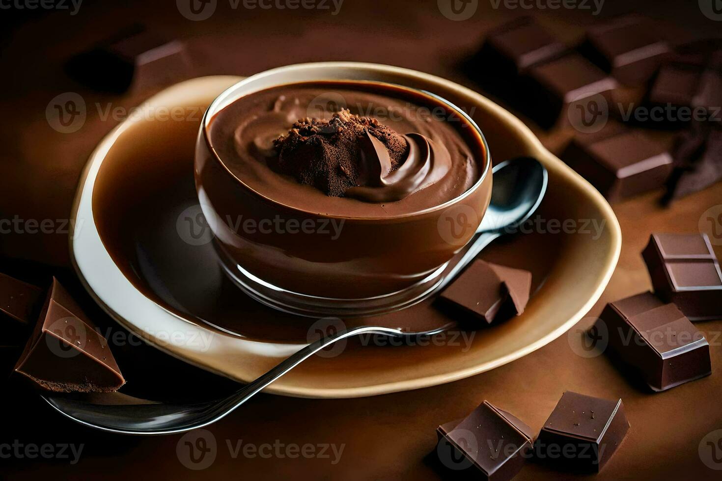 Chocolat pudding dans une bol. généré par ai photo