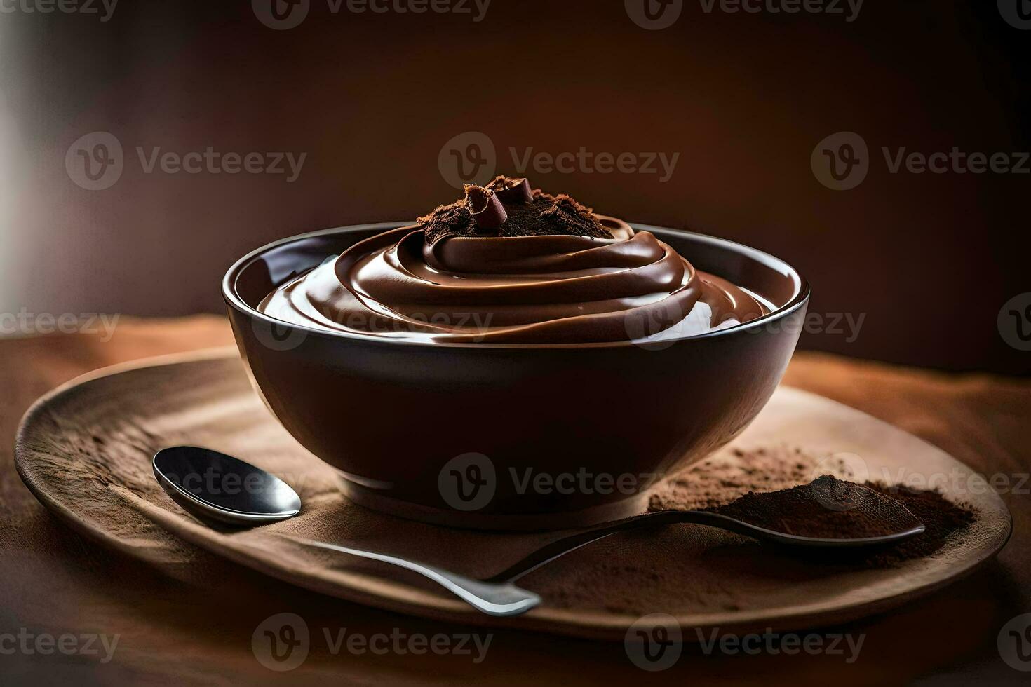 Chocolat pudding dans une bol. généré par ai photo