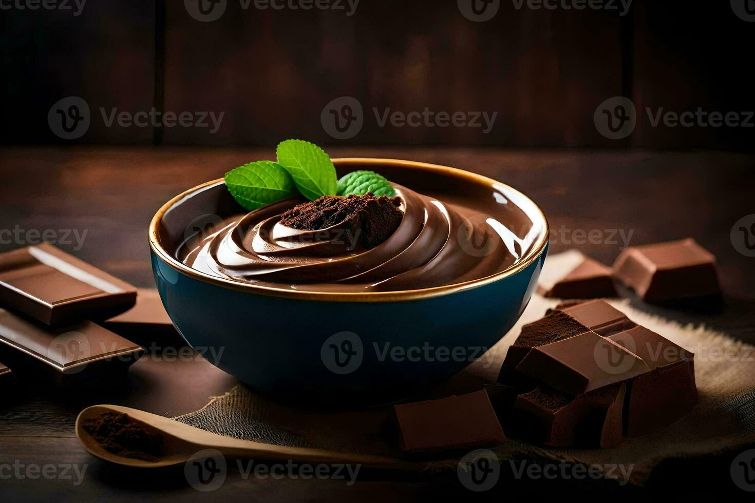 Chocolat pudding dans une bol. généré par ai photo