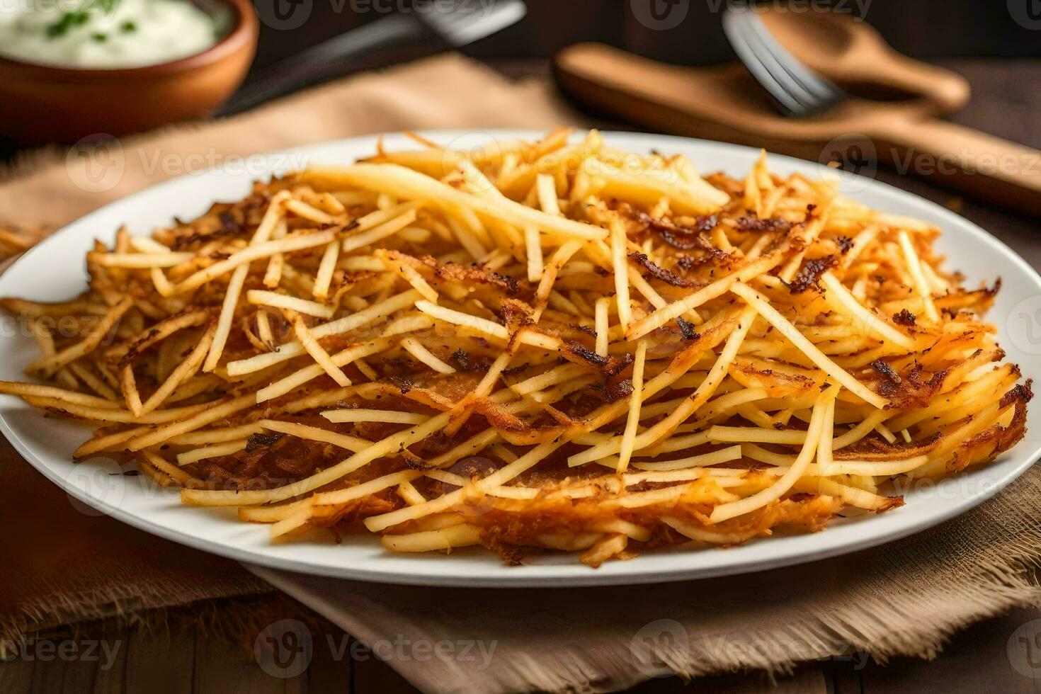 Patate frites sur une plaque. généré par ai photo