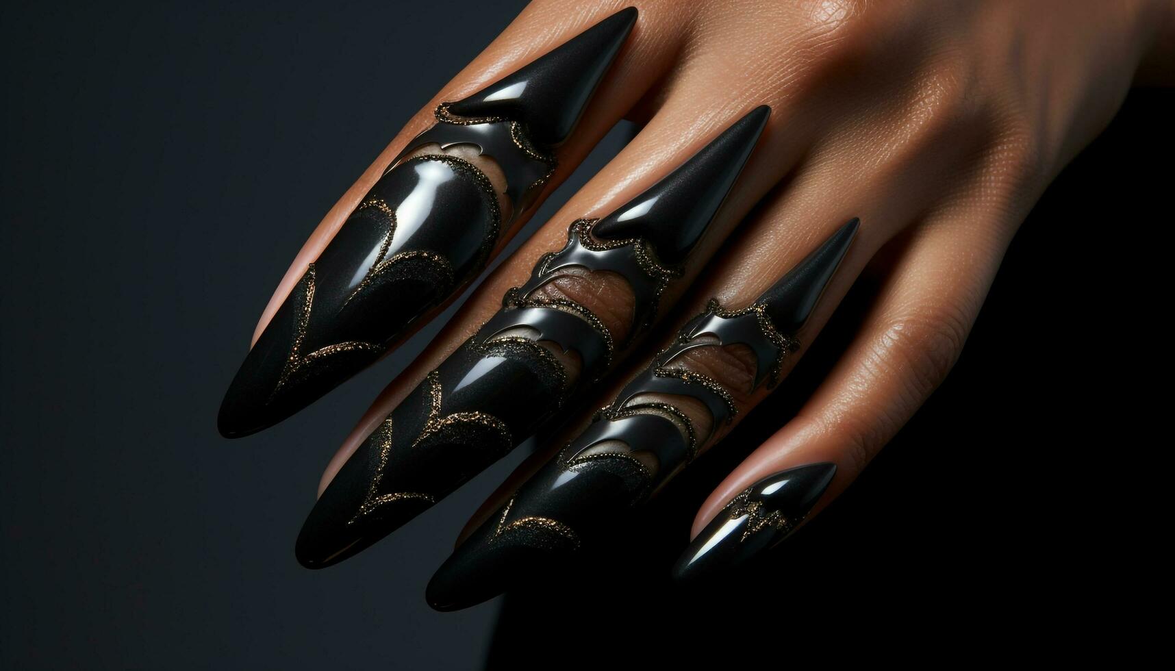 ai généré noir beauté ongles modèle photo