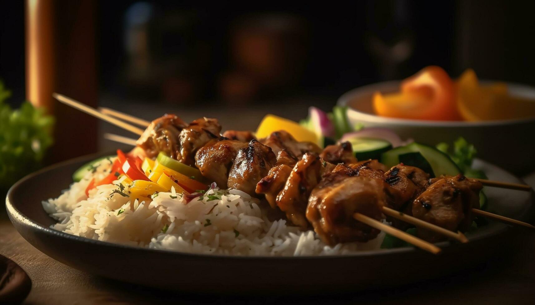 ai généré une gourmet mexicain repas avec grillé Viande, Frais légumes, et sauce généré par ai photo