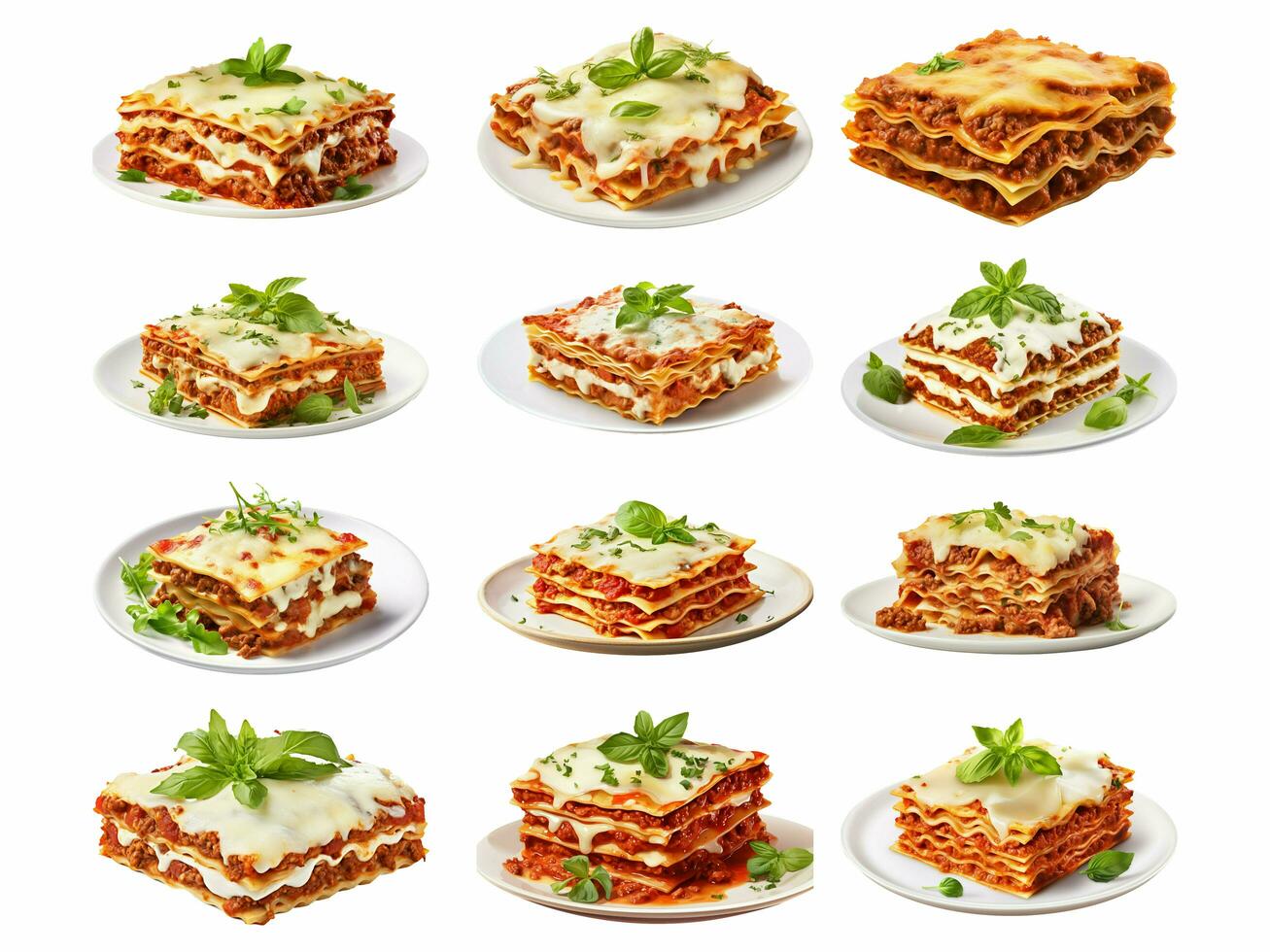 classique italien plat isolé lasagne sur blanc Contexte pour